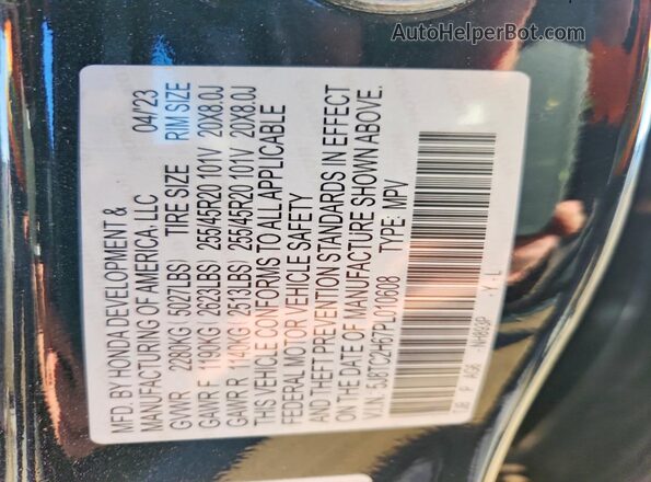 5J8TC2H67PL010608 2023 ACURA RDX Черный Вид наклейки с VIN-кодом