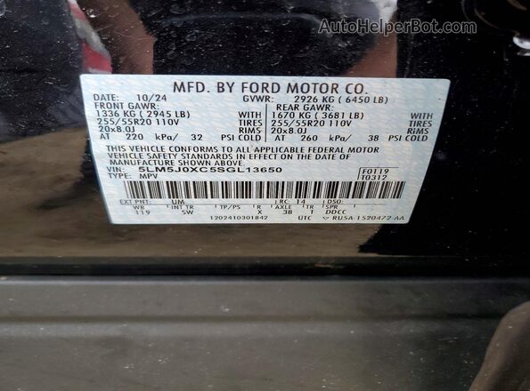 5LM5J0XC5SGL13650 2025 LINCOLN AVIATOR Черный Вид наклейки с VIN-кодом
