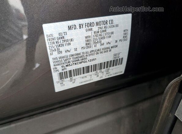 5LM5J7XC8PGL12251 2023 LINCOLN AVIATOR Серый Вид наклейки с VIN-кодом