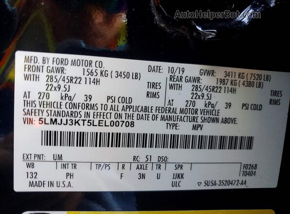 5LMJJ3KT5LEL00708 2020 LINCOLN NAVIGATOR Black Панорамний вид салону 360°