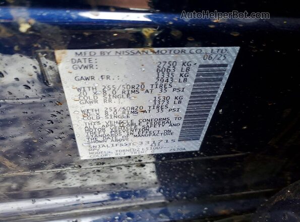 5N1AL1FS5TC331715 2026 INFINITI QX60 Blue Вид наклейки з VIN-кодом