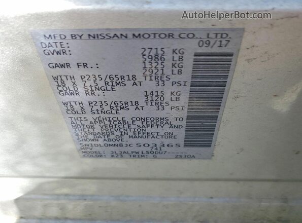 5N1DL0MN8JC503365 2018 INFINITI QX60 Silver Engine compartment view