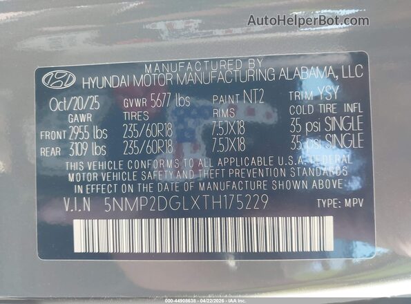 5NMP2DGLXTH175229 2026 HYUNDAI SANTA FE Gray Engine compartment view