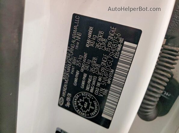 5NMP3DGL7SH081756 2025 HYUNDAI SANTA Белый Вид наклейки с VIN-кодом