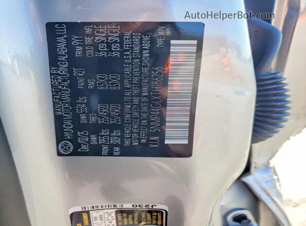5NMP44GLXTH186256 2026 HYUNDAI SANTA Серебряный Панорамный вид салона 360°