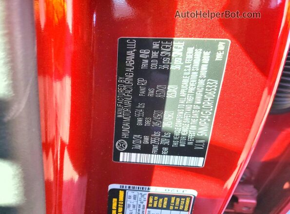 5NMP54GL0RH065337 2024 HYUNDAI SANTA FE CALLIGRAPHY Red Vista interior de 360 grados