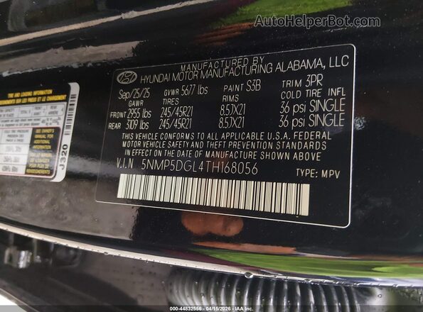 5NMP5DGL4TH168056 2026 HYUNDAI SANTA FE CALLIGRAPHY Black Շարժիչի բաժամունքի տեսք