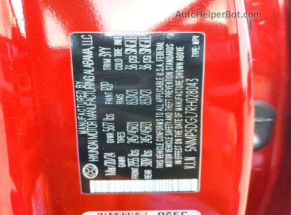 5NMP5DGL7RH028043 2024 HYUNDAI SANTA FE CALLIGRAPHY Красный Вид наклейки с VIN-кодом