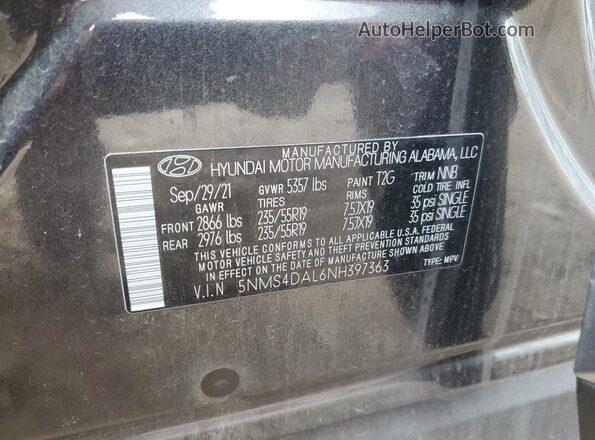 5NMS4DAL6NH397363 2022 HYUNDAI SANTA Серый Вид подкапотного пространства