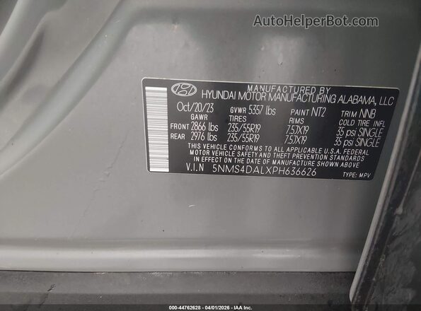 5NMS4DALXPH636626 2023 HYUNDAI SANTA FE Серый Вид подкапотного пространства