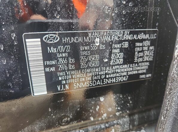5NMS5DAL3NH439047 2022 HYUNDAI SANTA FE CALLIGRAPHY Черный Вид наклейки с VIN-кодом