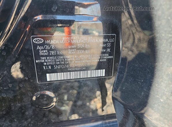 5NPD74LF2JH355308 2018 HYUNDAI ELANTRA Black Widok komory silnika