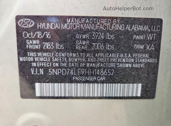 5NPD74LF9HH148652 2017 HYUNDAI ELANTRA Silver Engine compartment view