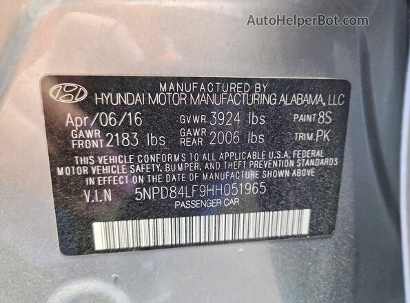 5NPD84LF9HH051965 2017 HYUNDAI ELANTRA Black Vista del compartimento del motor