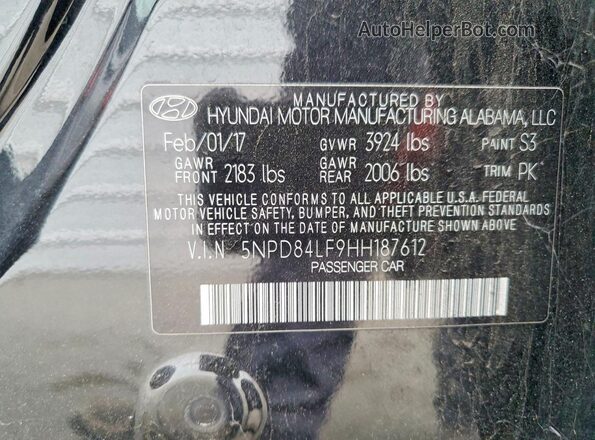 5NPD84LF9HH187612 2017 HYUNDAI ELANTRA Black Vista del compartimento del motor