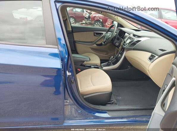 5NPDH4AE4GH657442 2016 HYUNDAI ELANTRA Blue Widok wnętrza z przodu
