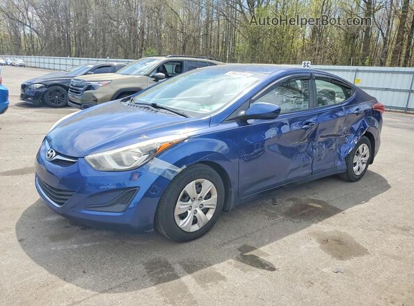 5NPDH4AE8GH668945 2016 HYUNDAI ELANTRA Синий Передняя левая четверть