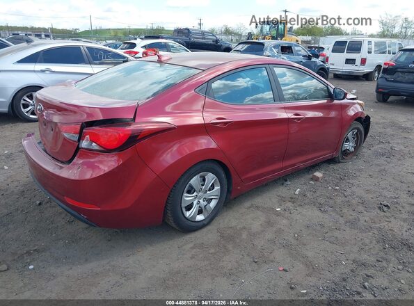 5NPDH4AE9GH665665 2016 HYUNDAI ELANTRA Красный Задняя правая четверть