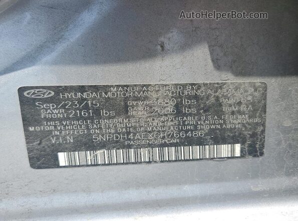 5NPDH4AEXGH766486 2016 HYUNDAI ELANTRA Silver Vista del compartimento del motor