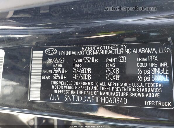 5NTJDDAF1PH060340 2023 HYUNDAI SANTA CRUZ Black Вид підкапотного простору