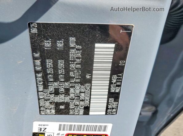 5TDACAB50SS054828 2025 TOYOTA HIGHLANDER HYBRID Gray Widok naklejki z numerem VIN