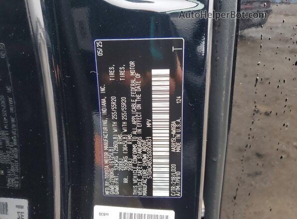 5TDACAB52SS050831 2025 TOYOTA HIGHLANDER HYBRID Black VIN կոդի պիտակի տեսք
