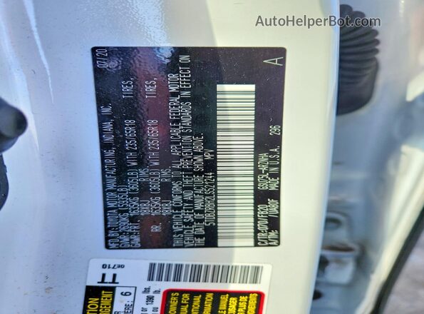 5TDBZRBH2LS521244 2020 TOYOTA HIGHLANDER Белый Панорамный вид салона 360°