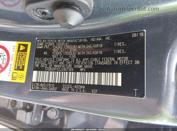 5TDBZRFH3JS907369 2018 TOYOTA LE Синий Вид подкапотного пространства