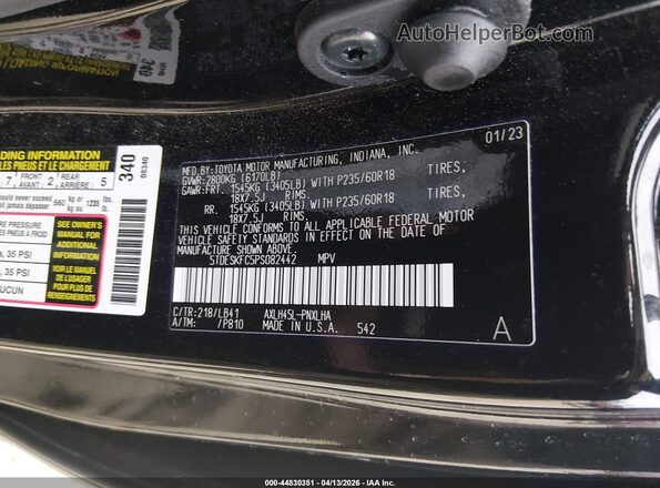 5TDESKFC5PS082442 2023 TOYOTA SIENNA Черный Вид подкапотного пространства
