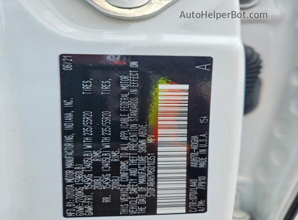5TDFARAH7MS010351 2021 TOYOTA HIGHLANDER HYBRID Белый Панорамный вид салона 360°
