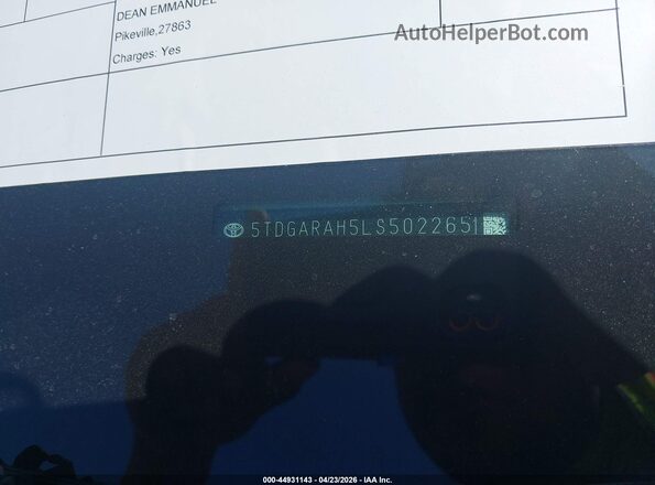 5TDGARAH5LS502265 2020 TOYOTA LE Белый Вид подкапотного пространства