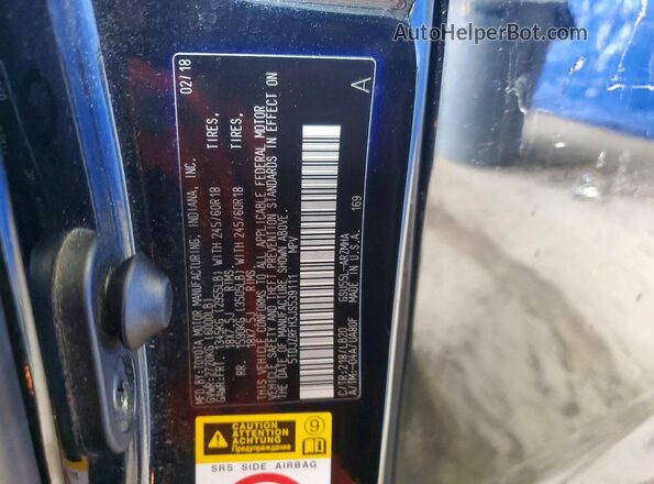 5TDJZRFH3JS539111 2018 TOYOTA LE Black VIN კოდის სტიკერის ხედი