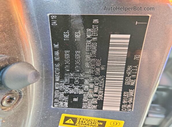 5TDKZRFH1JS265475 2018 TOYOTA LE Серый Вид наклейки с VIN-кодом