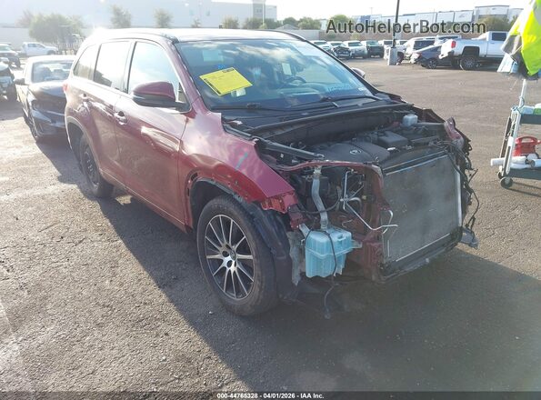 5TDKZRFH2JS548001 2018 TOYOTA HIGHLANDER Бордовый Передняя правая четверть