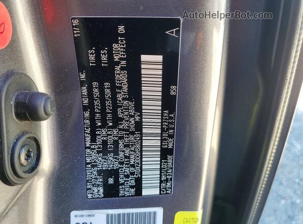 5TDXZ3DC6HS802491 2017 TOYOTA SIENNA Серый Панорамный вид салона 360°