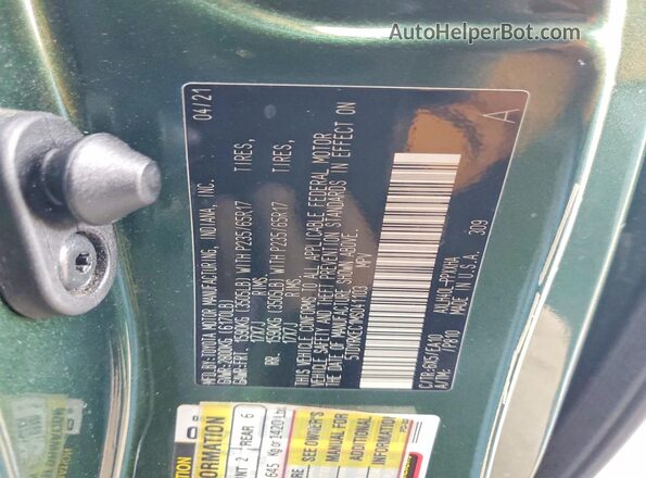 5TDYRKEC1MS041103 2021 TOYOTA LE Green VIN sticker view