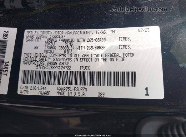 5TFMA5DB8PX124722 2023 TOYOTA TUNDRA Черный Вид подкапотного пространства
