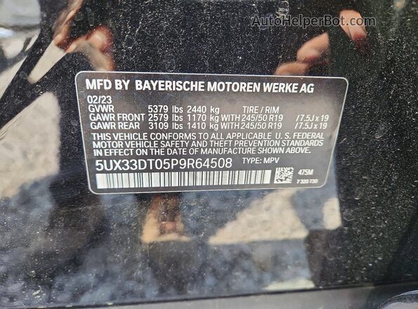 5UX33DT05P9R64508 2023 BMW X4 Черный Вид подкапотного пространства