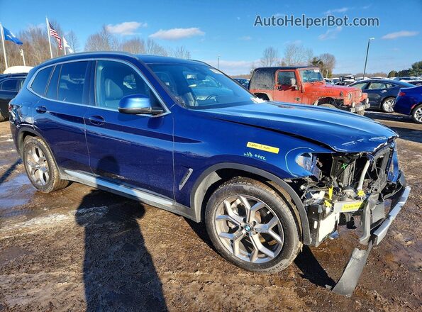 5UX53DP07N9M98757 2022 BMW X3 Blue წინა მარჯვენა