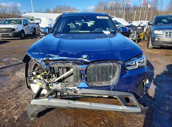 5UX53DP07N9M98757 2022 BMW X3 Blue წინა ხედი