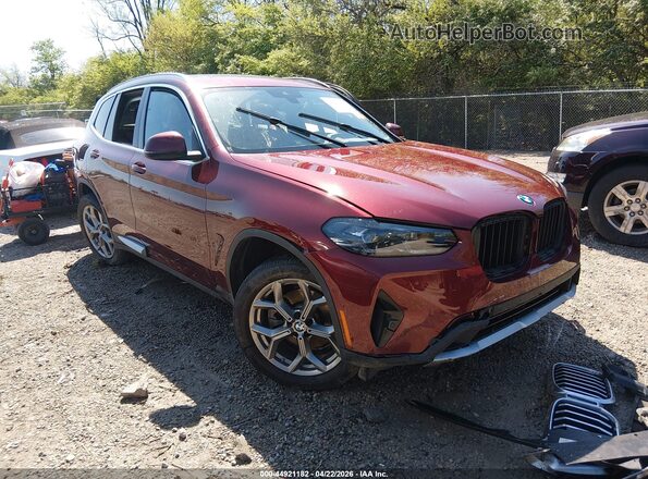 5UX53DP08N9L07783 2022 BMW X3 Красный Передняя правая четверть