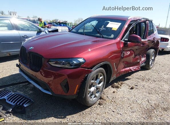 5UX53DP08N9L07783 2022 BMW X3 Красный Передняя левая четверть