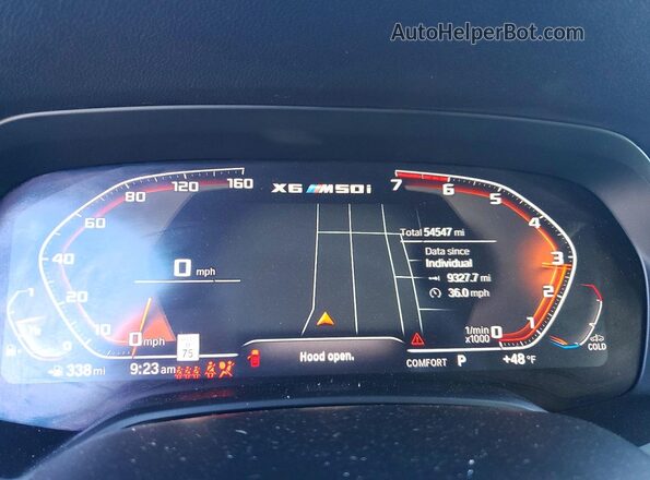 5UXCY8C08M9D86637 2021 BMW X6 Black Widok zestawu wskaźników