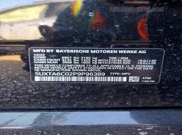 5UXTA6C02P9P96389 2023 BMW X5 Black Вид підкапотного простору