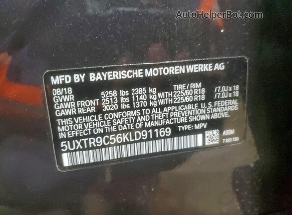 5UXTR9C56KLD91169 2019 BMW X3 Charcoal Widok komory silnika