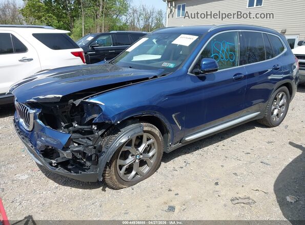 5UXTY5C05LLT33309 2020 BMW X3 Blue Przód lewy