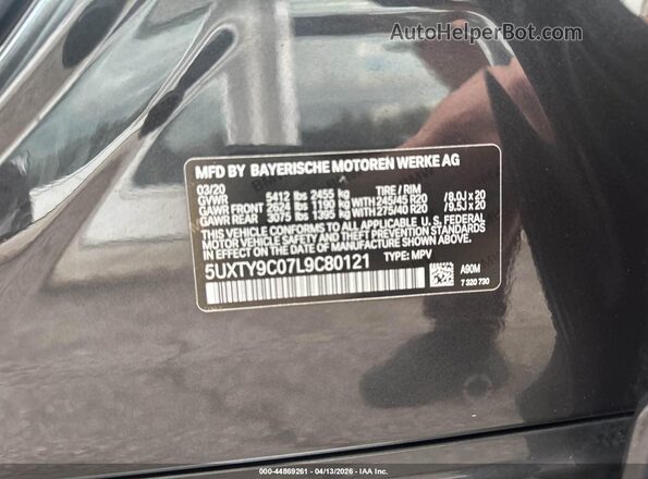 5UXTY9C07L9C80121 2020 BMW X3 Gray Widok komory silnika