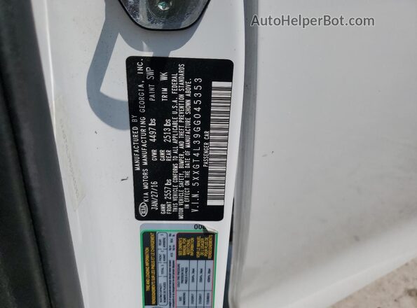 5XXGT4L39GG045353 2016 KIA OPTIMA White Շարժիչի բաժամունքի տեսք