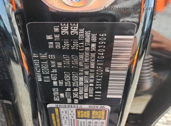 5XYK2CDFXTG403906 2026 KIA SPORTAGE Black Vista interior de 360 grados