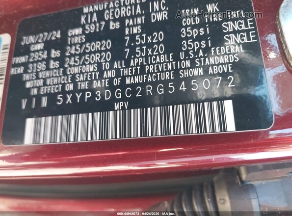 5XYP3DGC2RG545072 2024 KIA TELLURIDE Красный Вид подкапотного пространства